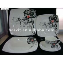 Microondas e máquina de lavar louça segura decalque 20pcs Square Bone China Dinnerware